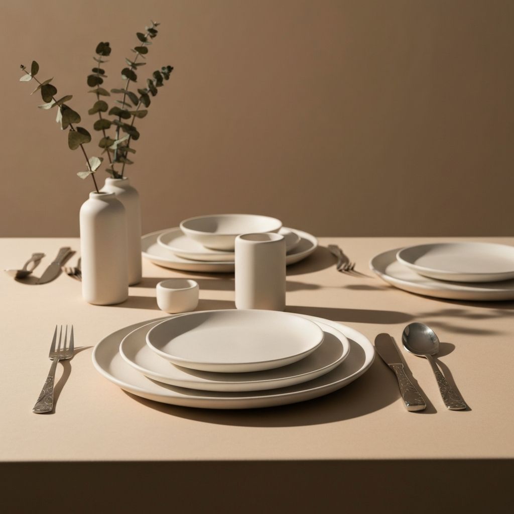 Подредена маса с чинии и прибори